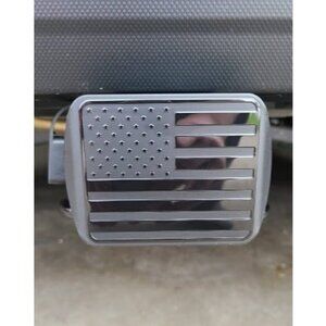 USA American Black Metal Flag Hitch Cover (Fits 2.5" Receiver)